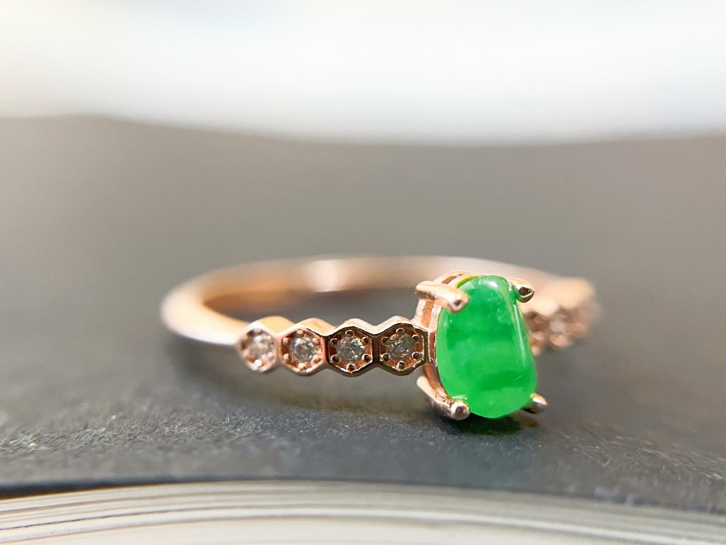 Green Jade Cabochon Silver Ring