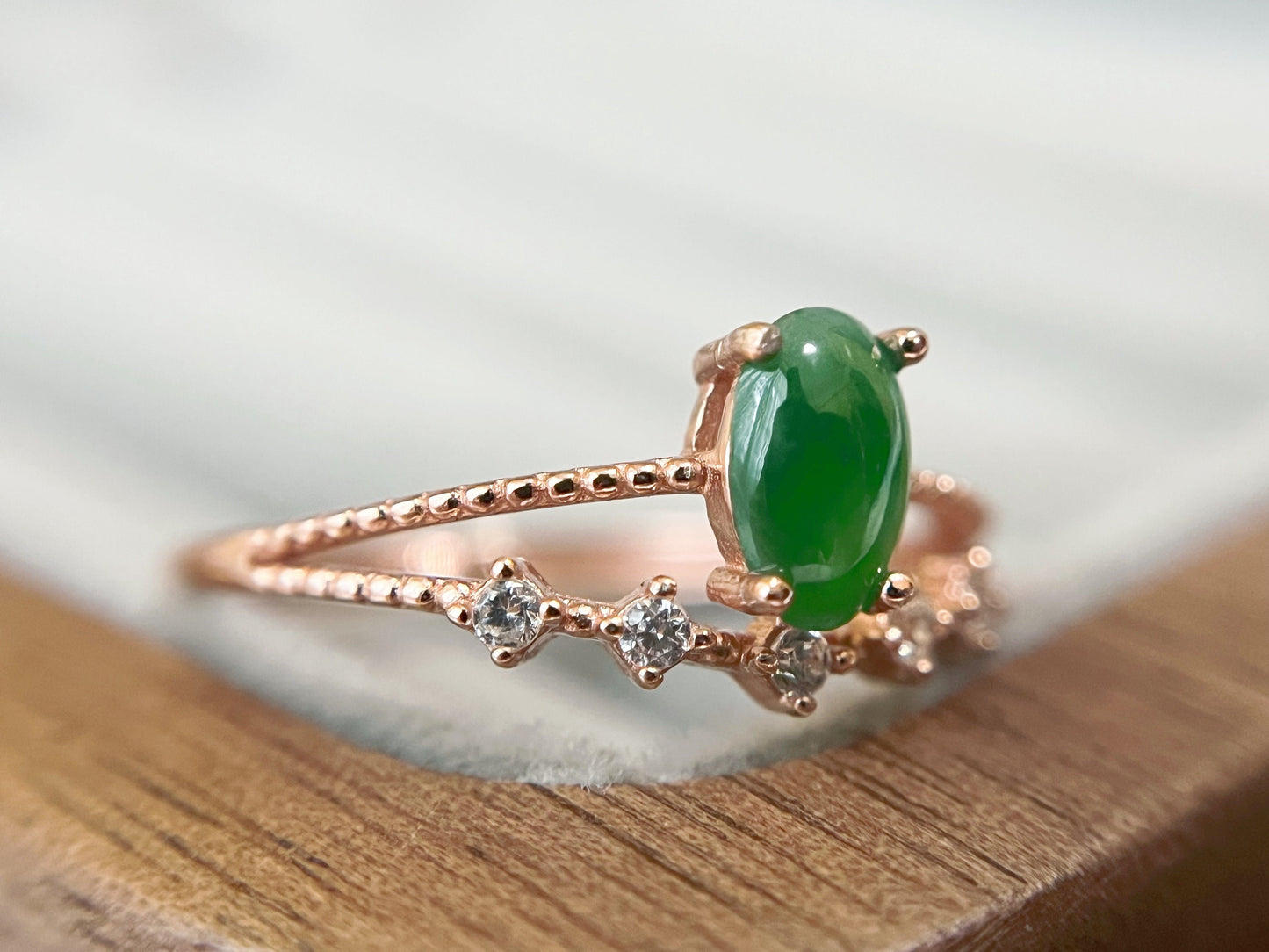 Bright Green Jade Silver Ring