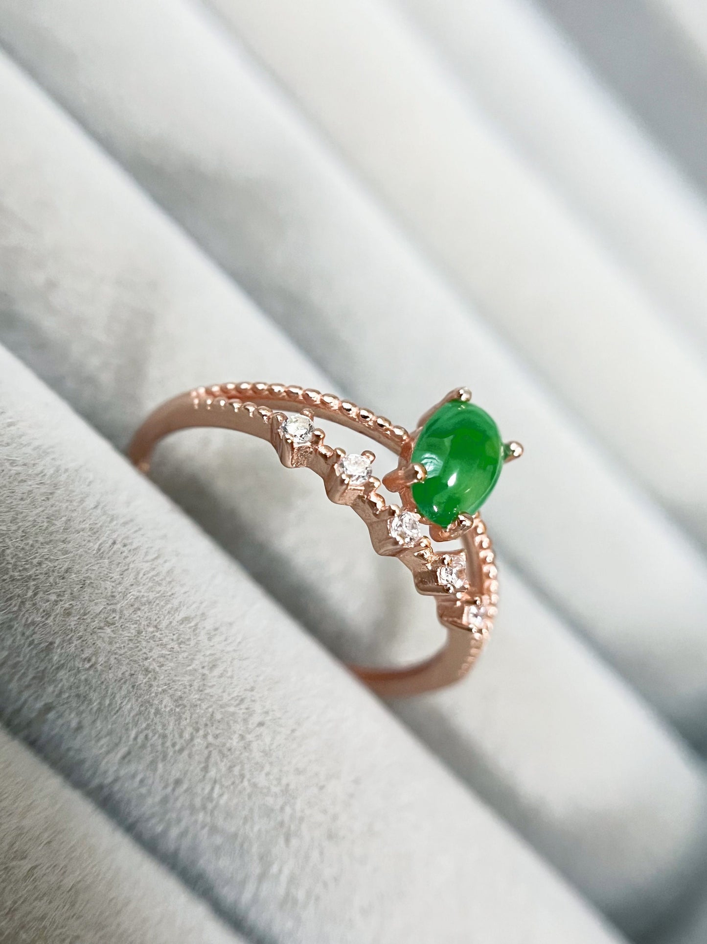 Bright Green Jade Silver Ring