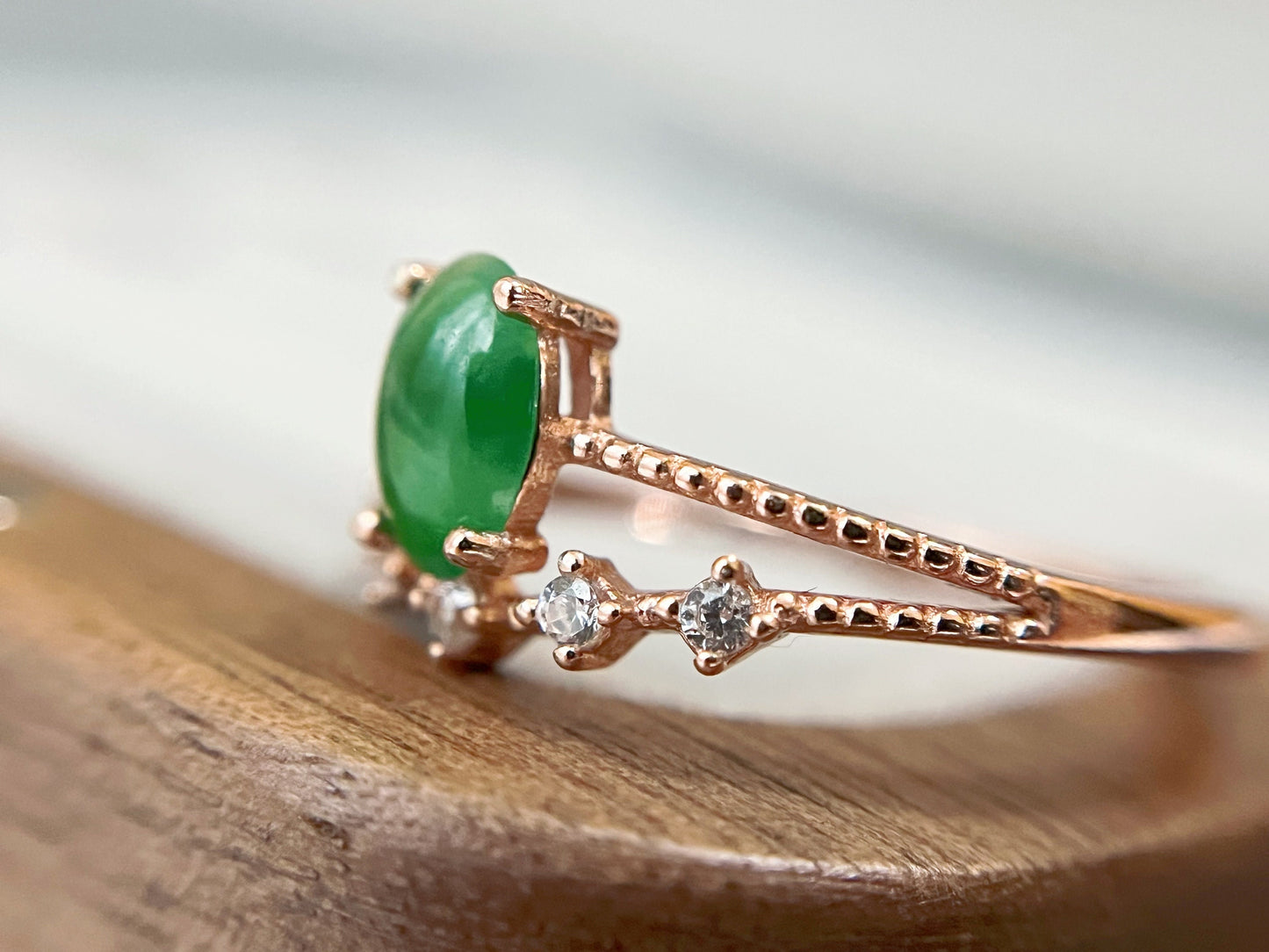 Bright Green Jade Silver Ring