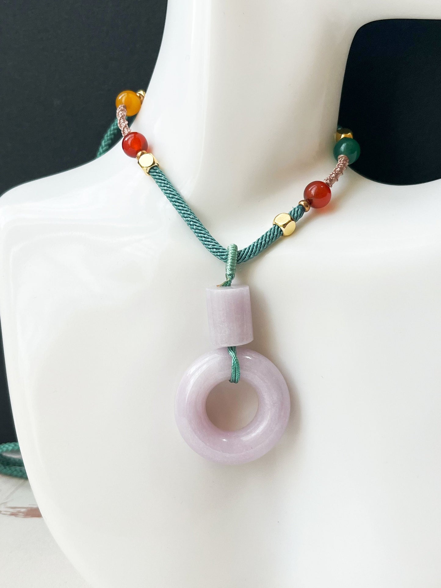 Lavender Jadeite Donut Pendant