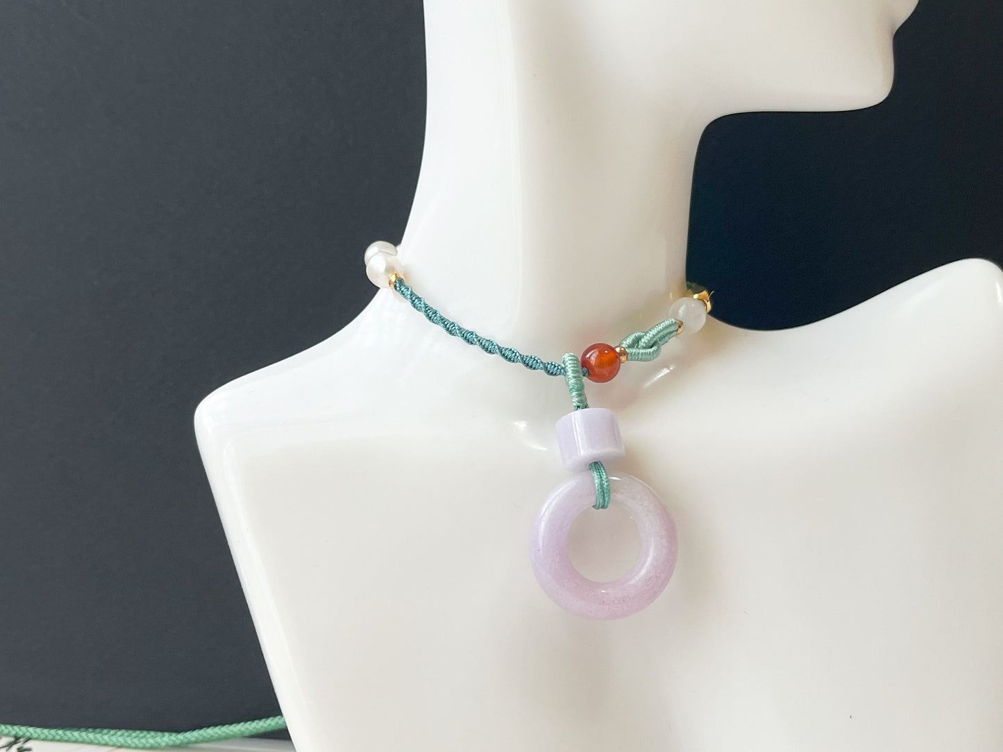 Lavender Jadeite Donut Pendant