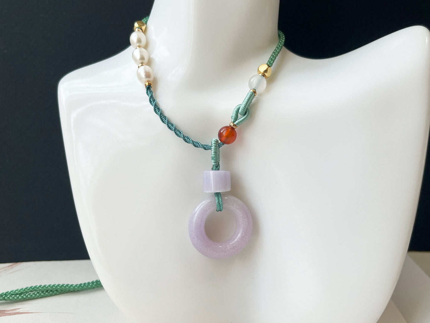 Lavender Jadeite Donut Pendant