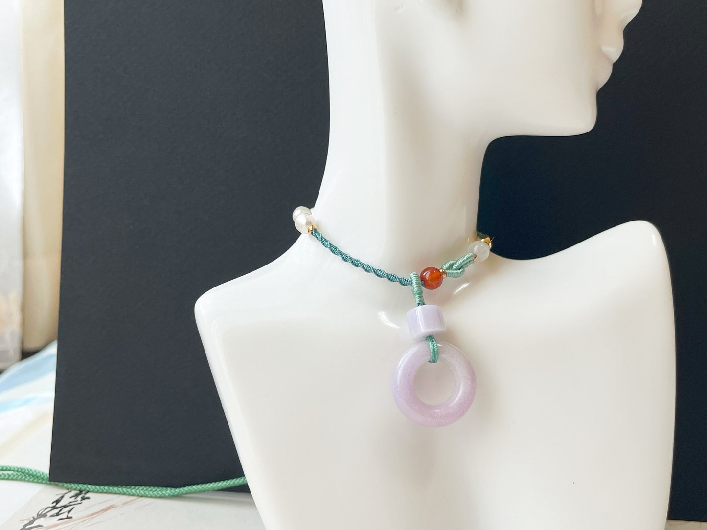 Lavender Jadeite Donut Pendant