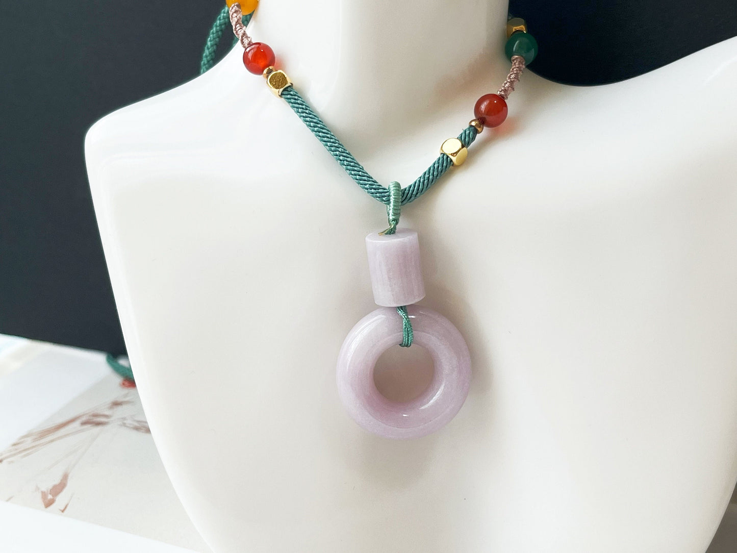 Lavender Jadeite Donut Pendant