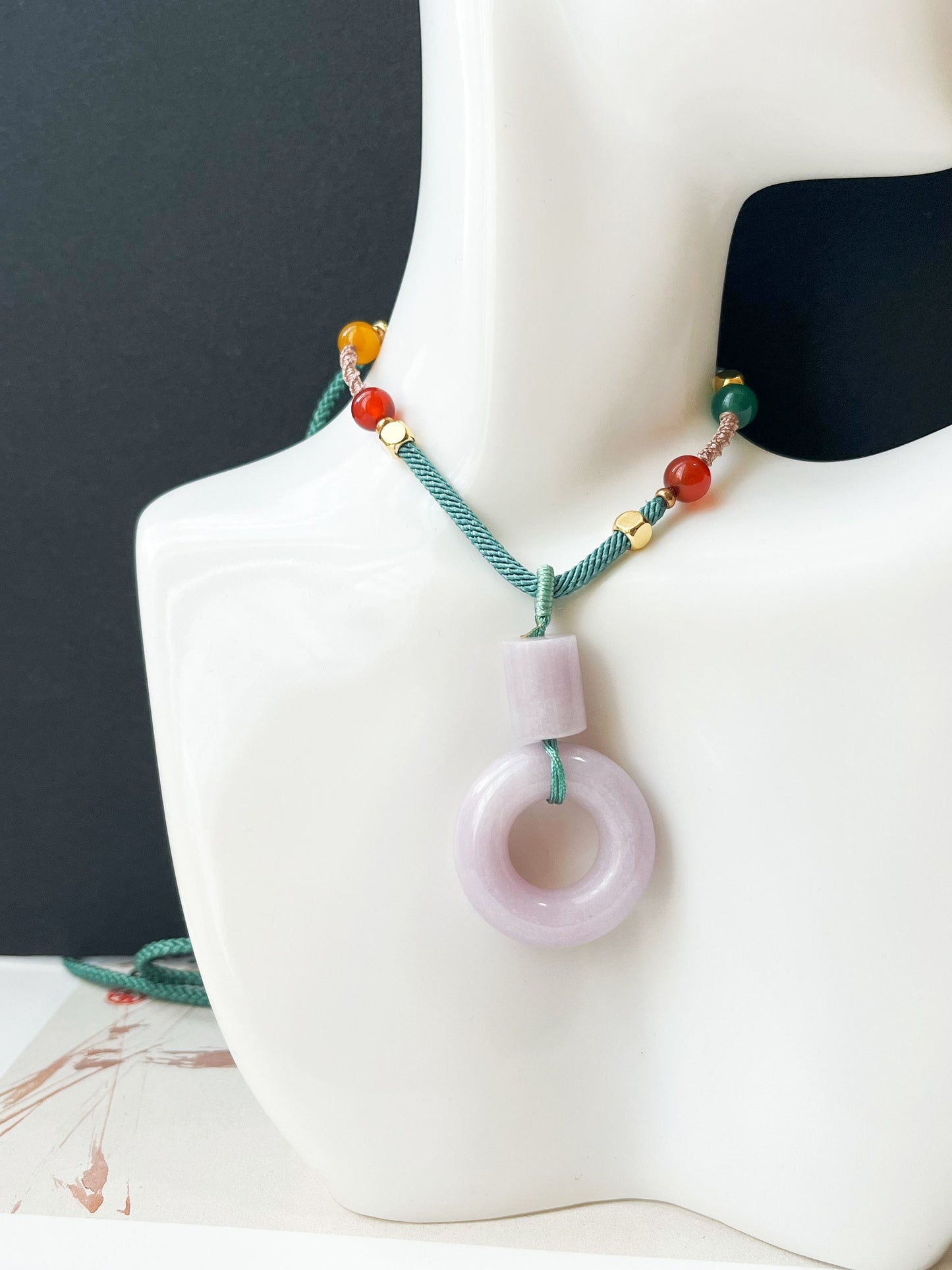 Lavender Jadeite Donut Pendant