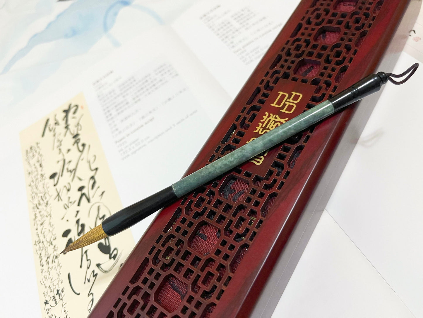 Green Jadeite Chinese Calligraphy Brush Pen