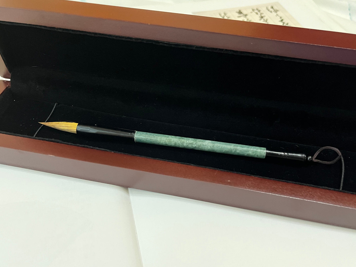 Green Jadeite Chinese Calligraphy Brush Pen